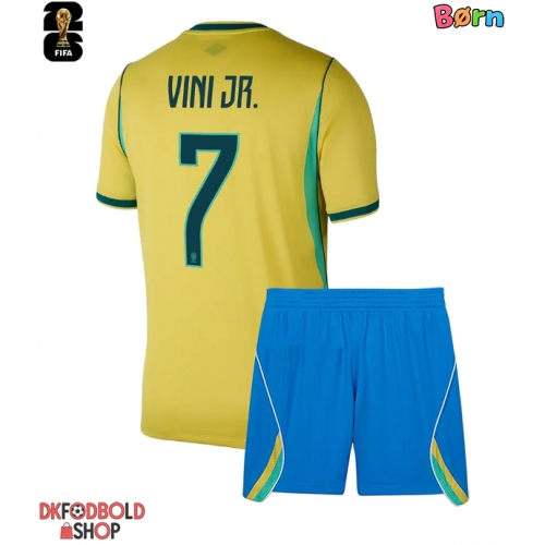 Brasilien Vinicius Junior #7 Hjemmebanesæt Børn VM 2026 Kort ærmer (+ korte bukser)